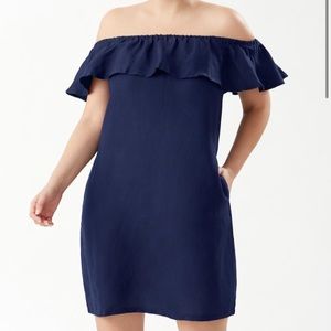 Tommy Bahama  “Linen-Blend Off-The-Shoulder Dress”